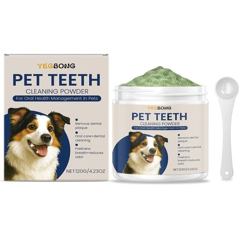Poudre nettoyante pour les dents des chiens : soin dentaire doux, améliore l’haleine et rafraîchit l’haleine. (1/2)