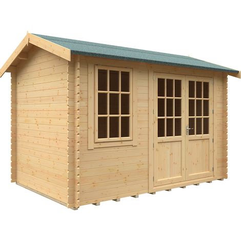 12x8 The Henley 28mm Cabin - L355 x W235 x H262.3 cm - Solid Wood/Softwood/Pine - Natural