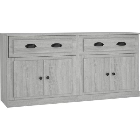 vidaXL Credenze 2 pz Grigio Sonoma in Legno Multistrato