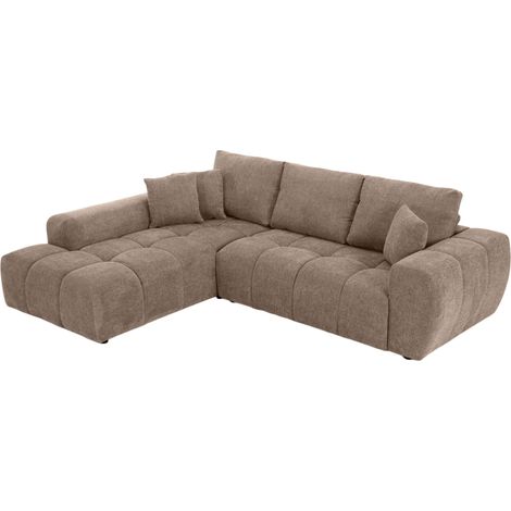 Canapé d'angle gauche 3 places avec méridienne taupe L 270 cm