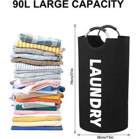 KOWOLL Panier à linge pliable de 90 L avec poignées de transport, idéal pour la chambre, la salle de bain et le salon. Solution de rangement gain de place. (1/5)