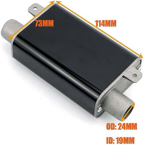 24-mm-Schalldämpfer, S-förmig gebogen, für Diesel-Standheizung, Abgasrohr aus Aluminiumlegierung, klein, mittel, groß, für Pkw, Lkw, Wohnmobil – klein, schwarz