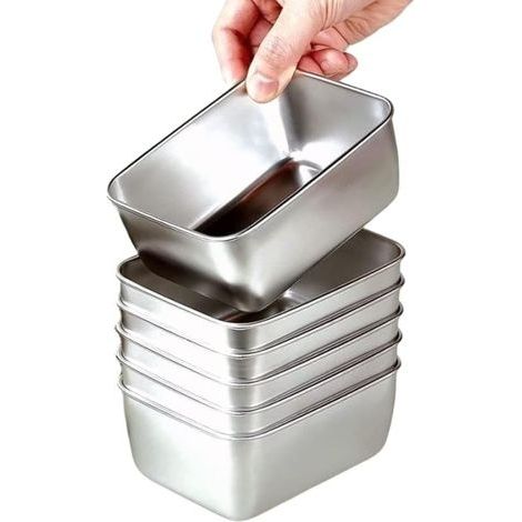 Lot de 6 boîtes de conservation alimentaire avec couvercles, réutilisables, en acier inoxydable, passent au four, au congélateur et au lave-vaisselle (2214.56.5cm) (1/5)