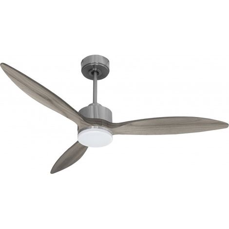 Modulo slim - Super destratificateur et ventilateur DC 132 cm Chrome pales bois gris avec Lumière 25 à 35 m² (1/5)
