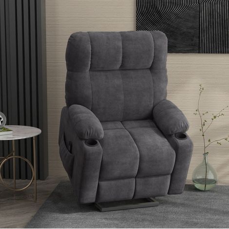 Sillón relax eléctrico con ayuda para levantarse, masaje y calor, gris oscuro OKMYHOME (1/5)