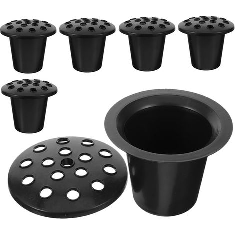 Vase à Fleurs de Cimetière Noir 16 Trous, 6pcs, Plastique (1/5)