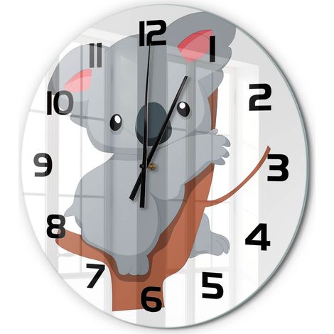 Horloge Murale Ronde Objet Décoratif en Verre Silencieuse pour Salon Koala sur un arbre fi 60 cm (1/5)