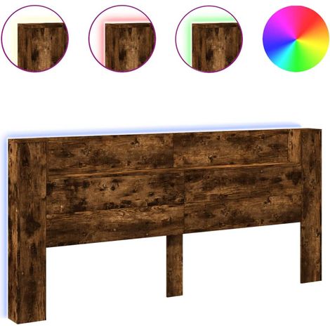 Maison Exclusive - Cabecero de cama con luz LED roble ahumado 220