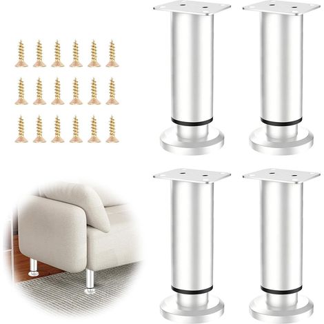 Pieds de Meubles Réglables en Acier Inoxydable Blanc 18-30 cm Lot de Quatre (1/5)