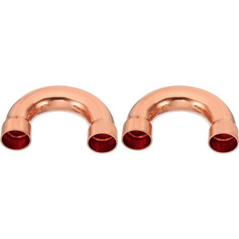 2pcs Raccord Coudé Cuivre pour Tuyaux Gaz, 22mm Tuyau d'Arrosage Durite Essence, Raccords Tuyauterie à Pression HVAC Climatisation Plomberie, Épaisseur 1mm - U Forme 3/4 Inch (1/5)