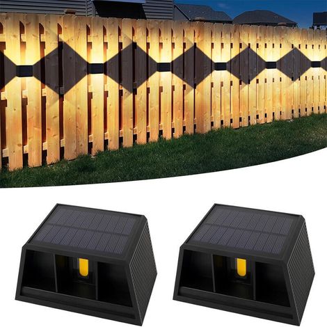 2 Pièces lampe solaire exterieur, 120°Chaude lumiere solaire exterieur, eclairage exterieur solaire Vintage, Réglable Up Down Lumière Solaire étanche IP65, pour Jardin Mur Clôture, exterieures jardin,
