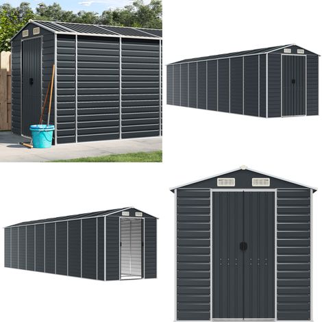 Cobertizo de jardín acero galvanizado antracita 191x810x198 cm - Almacenamiento exterior - Herramientas de jardín