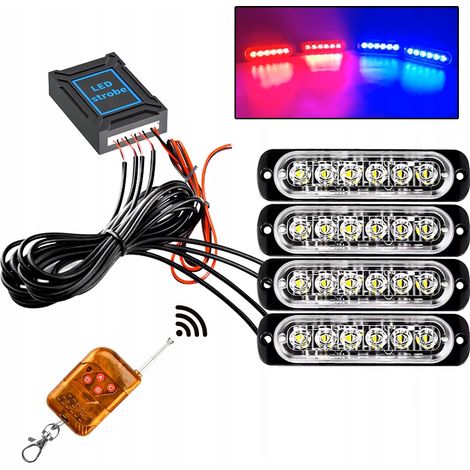 4x LED ROSSO BLU LAMPEGGIANTE SPIA TELECOMANDO 6 PROGRAMMI SMD (1/5)