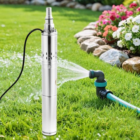 Tauchpumpe Tiefbrunnenpumpe DC 24V 370W 1" Solar Tauchpumpe bis 65m 1.8m³/h NEU