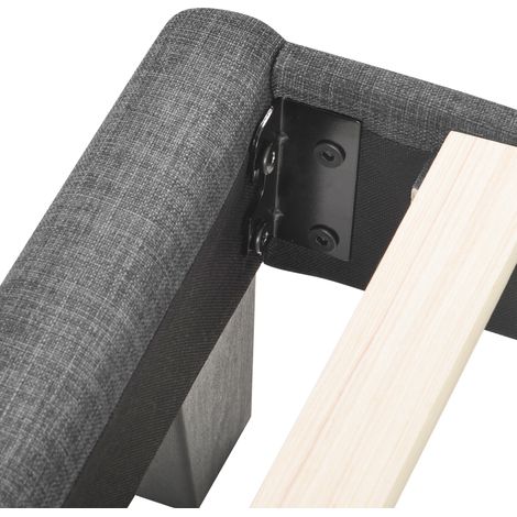 Lit double 140x200cm en lin gris, tête de lit capitonnée, sommier à lattes inclus, fermeté moyenne, matelas à ressorts - Ensemble literie complet (1/5)