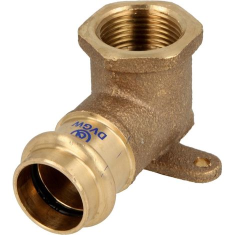 Raccord à sertir laiton rouge coude culasse 15 mm x 1/2'' FF contour V