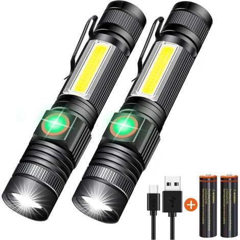 Lampe torche rechargeable, lampe torche LED magnétique ultra-lumineuse avec LED COB, 4 modes, lampe torche de camping étanche