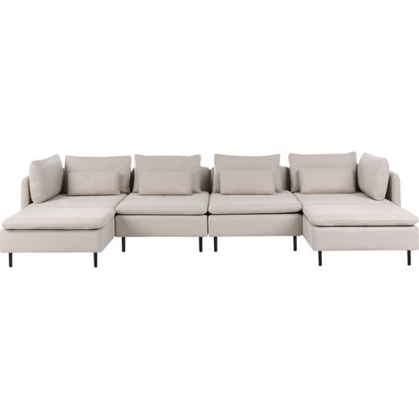 Modular U-Shape 4 Seater Sofa Beige 4 Piece Sectional Sofa Modern Design EGERIS
