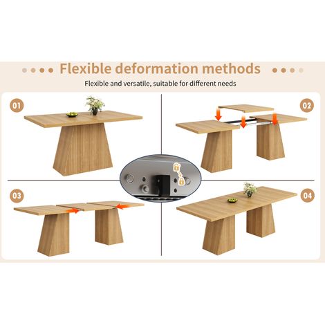 Table à manger extensible 120/160x80x76 cm MDF métal chêne clair, gain de place – MEUBLIV (1/5)