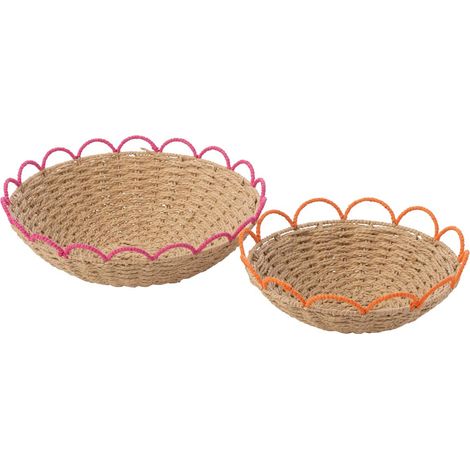 Lot de 2 Coupelles Déco "Flores" 42cm Naturel (1/4)
