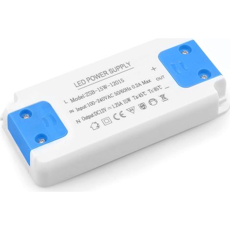 Transformateur LED 15W, Entrée 220-240V, Sortie DC 12V 1.25A, Ampoule LED Driver, Convertisseur Conducteur Alimentation de Tension Constante, pour G4,GU5.3,GU4, MR11, MR16 (1/5)