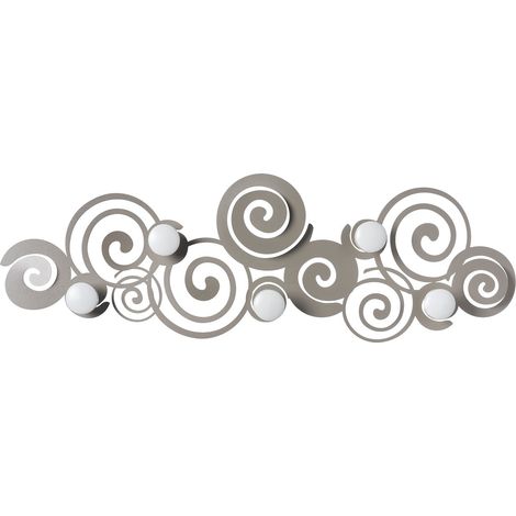 Appendiabiti Orfeo Sabbia da parete con 6 ganci in acciaio, design originale e salvaspazio per casa e bagno, made in Italy