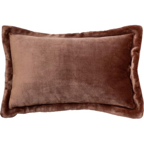Coussin Déco Flanelle "Cuddly" 38x58cm Marron (1/4)