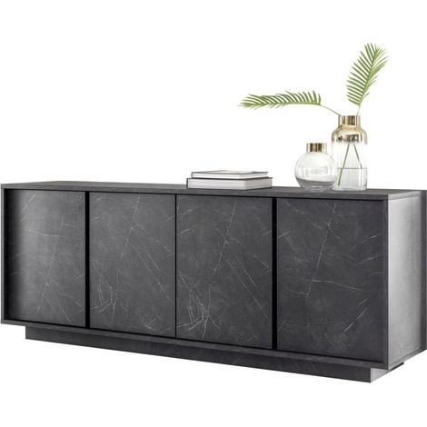 Buffet 4 porte, collezione COLOMARMO, colore nero effetto marmo, ideale nel vostro soggiorno o sala da pranzo. (1/5)