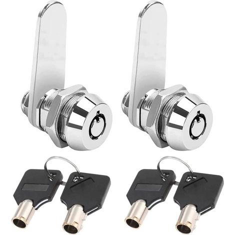 serrure à came tubulaire à filetage, serrure à cylindre verrou de sécurité pour barillet boîte aux lettres pour porte, tiroir, placard, boîte aux lettres avec clés identiques (2, 16mm) (1/4)