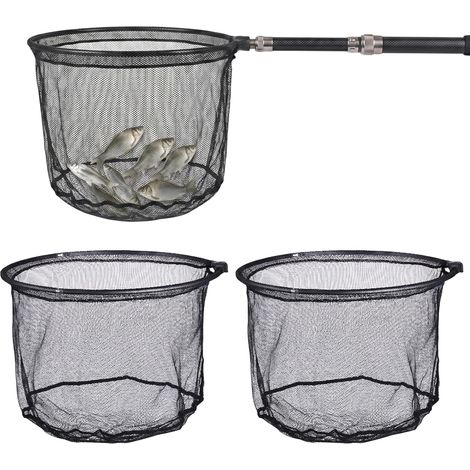 Lot de 2 Filets de Remplacement pour Épuisette de Pêche 50 cm, Filet Noir Profond en Maille Fine Revêtue, Séchage Rapide et Anti-Accroc pour Piscine, Bassin, Carpe et Carnassier (1/5)