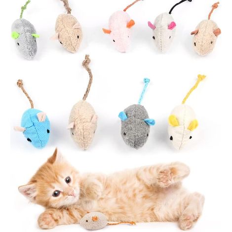 Jouets Souris, 9pcs Teeth Cleaning Jouet Interactif à l'herbe à Chat, Mini Souris en Peluche Jouet à Mâcher à l'herbe à Chat pour Kicking, Playing and Indoor Interacting (Color Mix) (1/5)