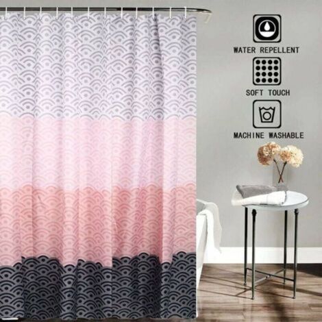 Rideau de douche Rideau de douche en tissu 180x180CM , rideau de douche décoratif facile d'entretien avec boutonnières renforcées, rideaux d'automne imperméables pour douches de salle de bain lavable