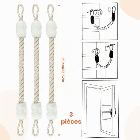 Türstopper aus Baumwolle, 60 cm, Einklemmschutz für Haustiere/Kinder, Fingerschutz, weiß. (1/5)