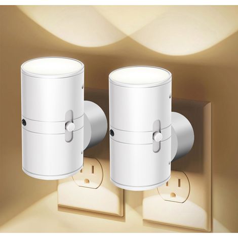 Veilleuse LED avec détecteur de mouvement, veilleuse à douille, blanc chaud, 3000 K, luminosité réglable 0-100 lm, veilleuse à intensité variable, pour une utilisation intérieure, pour couloi, 2 pièce (1/5)