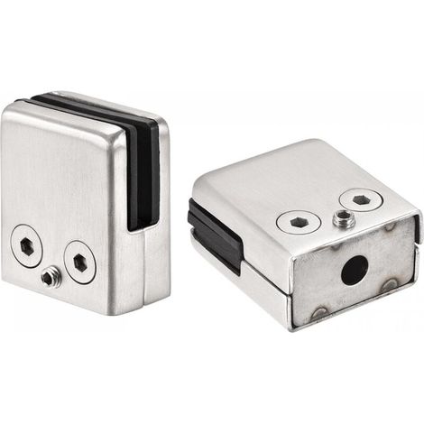 Acier Inox Verre Pince, 2pcs Verre Clip Plat Fond Carré Verre Support pour Épaisseur 8-10mm Verre Balustrade Escalier Main courante Verre Support (1/5)
