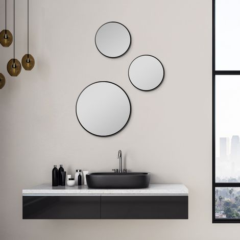 Spiegel rund Talos Picasso schwarz Ø 25 cm - mit hochwertigem Aluminiumrahmen für stilvolles Ambiente - Perfekter Badezimmerspiegel Rund, der Eleganz und Funktionalität vereint