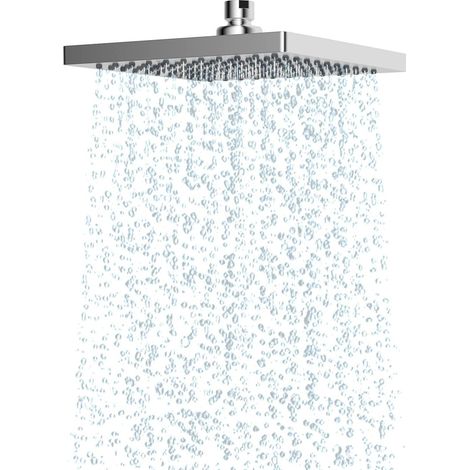 Regenbrause Duschkopf Eckig 20cm Edelstahl mit Air-In Technologie und schwenkbarem Strahlwinkel (1/5)