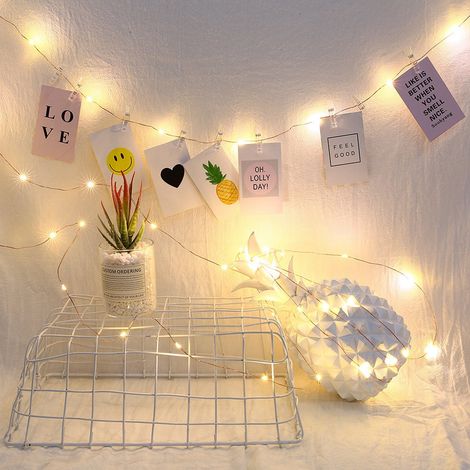 Guirlande lumineuse décorative amovible USB à 100 LED en fil de cuivre avec pinces photo (1/5)
