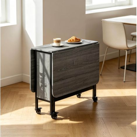 Tavolo allungabile con rotelle, piano ribaltabile, 130 x 80 x 74 cm, grigio HAVRYA (1/5)