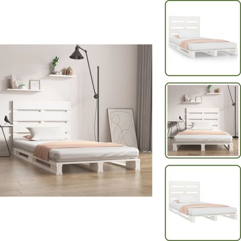 Cama de pino - vidaXL Estructura de cama sin colchón madera maciza blanca 75x190 cm - Cama blanca