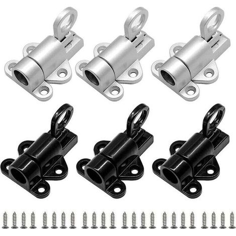 Verrou automatique de porte, 6 pièces de verrou de porte en aluminium, verrou de fenêtre, petit verrou épais avec vis, boulon de verrouillage à ressort pour anneau de sécurité de porte de fenêtre.-Cre