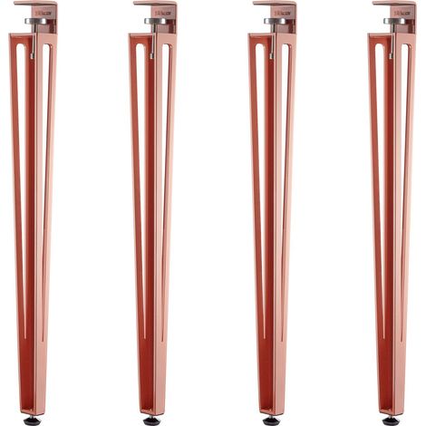 SOTECH Tischbein ColorLine in F-Form konisch zulaufend von 70 auf 40 mm mit Klemmschraube (ohne Bohren) für Küchentisch, Esstisch, Bürotisch - rosa - Höhe 745 mm - 4 Stück