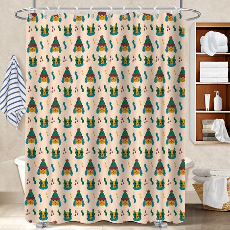 Ensemble rideau de douche polyester avec anneaux 180x180 décoratif polyester pour salle de bain pour baignoire asymétrique (1/5)