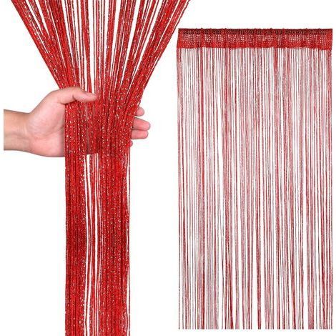 200cm x 100cm Rouge,Paillette Corde Rideaux Fly Écran Pièce Diviseur Frange Panneau Spaghetti Gland Rideau pour Porte,Windows,Portes,Maison Décoration,Événement Décoration (1/5)
