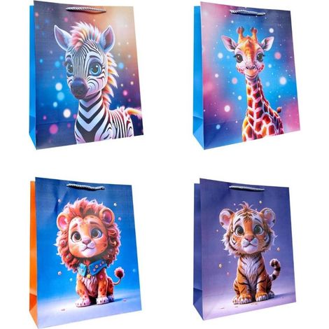 Sacchetto regalo per bambini con animali dello zoo.