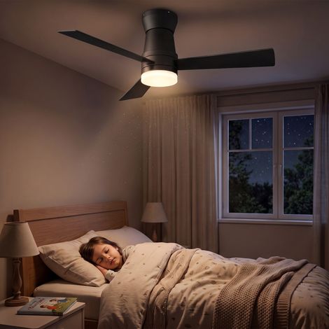 Ventilador de techo con iluminación LED regulable de 106,6 cm (42 pulgadas) - Motor DC de 6 velocidades, función reversible verano/invierno, funcionamiento silencioso, mando a distancia y temporizador (1/2)