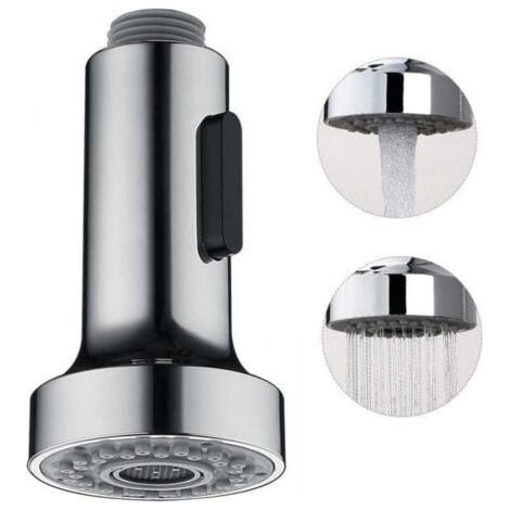 Douchette Evier Pull-Out avec Bouton Stop Tête de Douchette Brossé 2 Jets pour Robinet Evier Cuisine，argent (1/3)