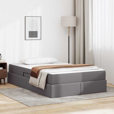 Lit avec rangement et matelas avec matelas 2 pcs Gris Cuir vidaXL (1/5)