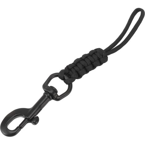 Cordon de plongée tressé à la main, sangle anti-perte, corde de sécurité sous-marine avec clip en acier inoxydable noir (1/5)