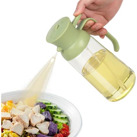 Spruzzatore per olio da cucina da 550 ml, bottiglia per olio, spruzzatore per olio d'oliva, spruzzatore per olio 2 in 1, spruzzatore per olio da cucina, spruzzatore per olio in vetro per friggitrice a